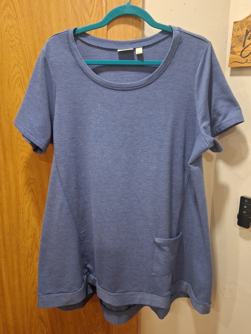 LOGO by Lori Goldstein Short Sleeve Scoop Neck Tunic in Heather Blue
